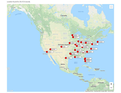 Map of amateur radio contacts